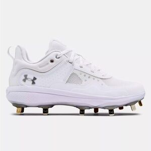 Women's Under Armour Glyde MT Metal Softball Cleat - White Size 8.5 New